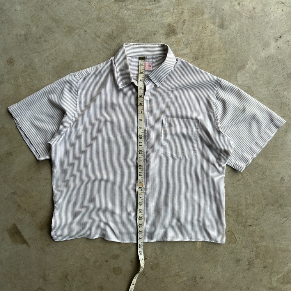 Vintage Cropped Striped Button Down Shirt - M - Picture 3 of 4
